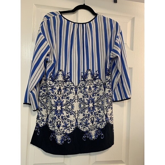ADRIENNE Vittadini Top Tunic Size Small Women Blue 3/4 Sleeve - Picture 2 of 5